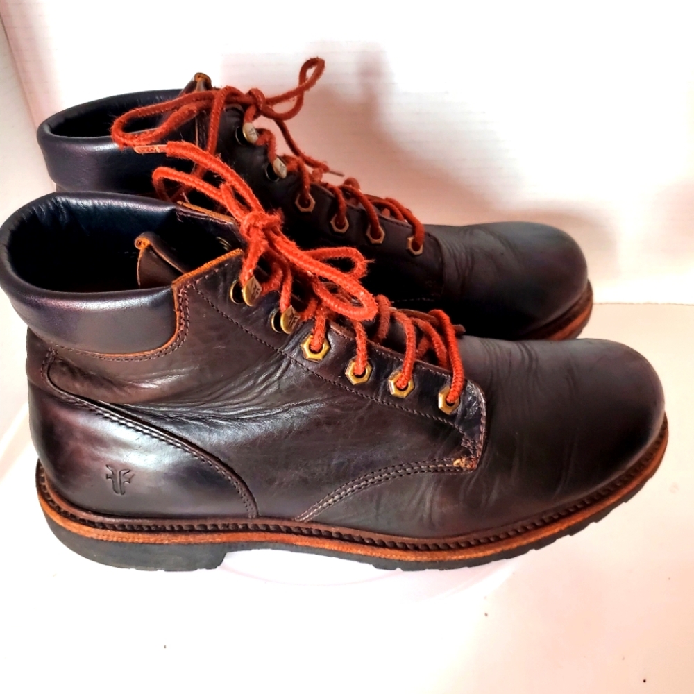 Frye Men's Black/brown Leather Hudson Ankle Boots Size 9.5